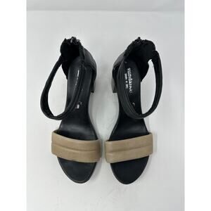 Sundace NEW Made in Italy Tan Black Sanabella Block Heel Sandal size 39 or 8-8.5